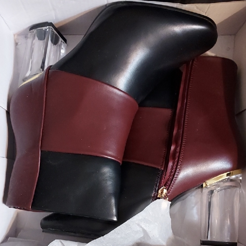 Colorblock Clear Heel BADDIE 8w Ashley Stewart Two-Tone Heeled Boots